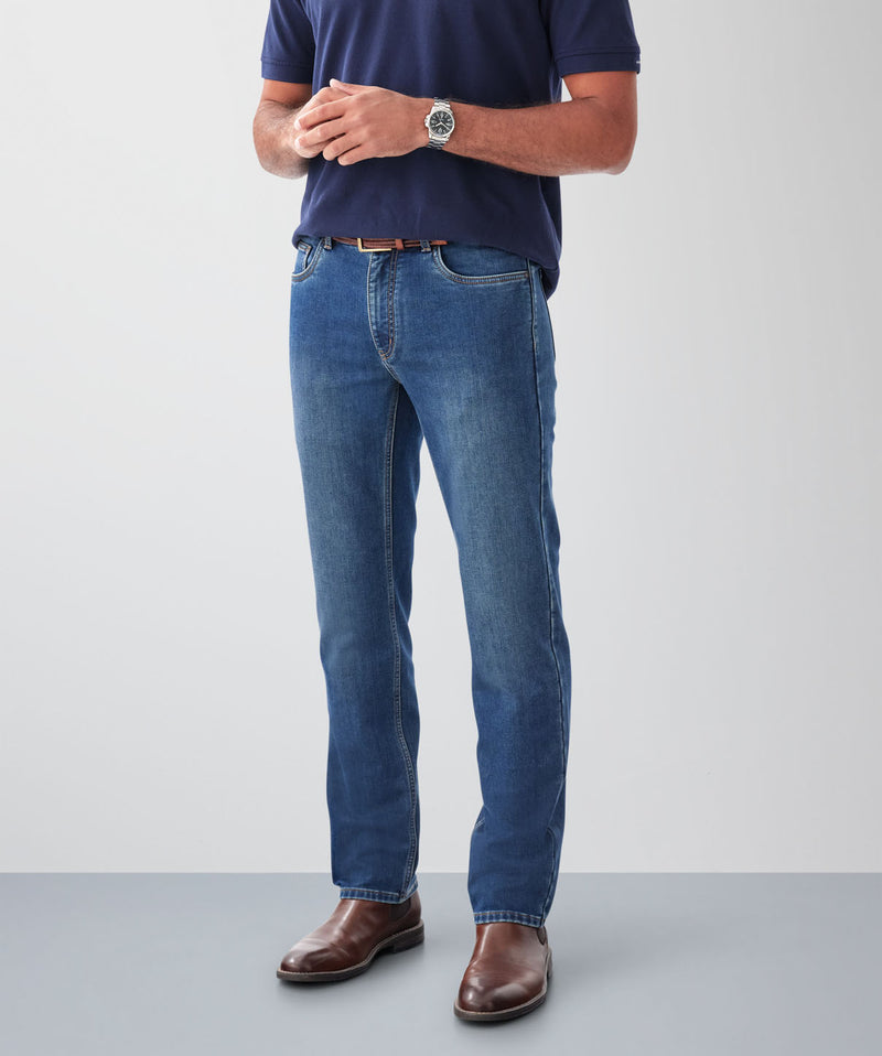 Somers Brushed Straight Jeans - Washed Indigo-GAZMAN