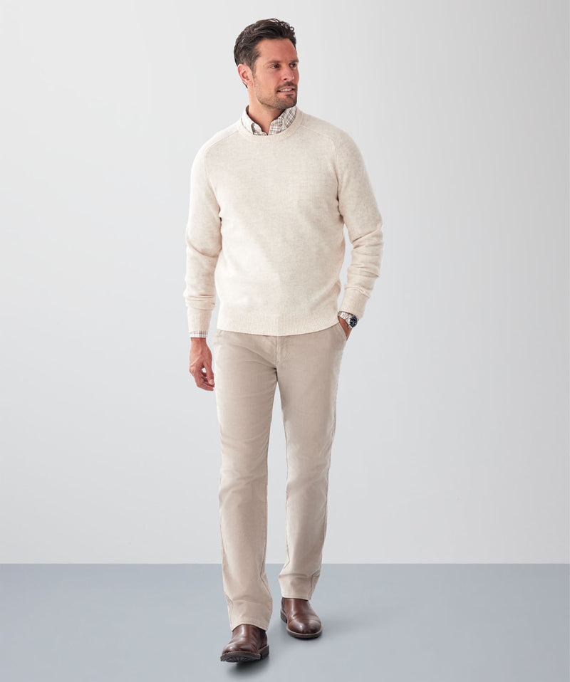 Lambswool Crew Neck Knit - Ecru-GAZMAN