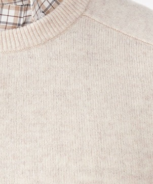 Lambswool Crew Neck Knit - Ecru-GAZMAN