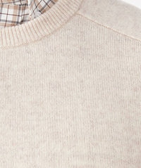 Lambswool Crew Neck Knit - Ecru-GAZMAN