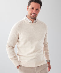 Lambswool Crew Neck Knit - Ecru-GAZMAN