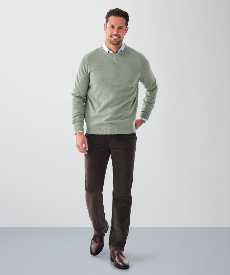 Lambswool Crew Neck Knit - Sage-GAZMAN
