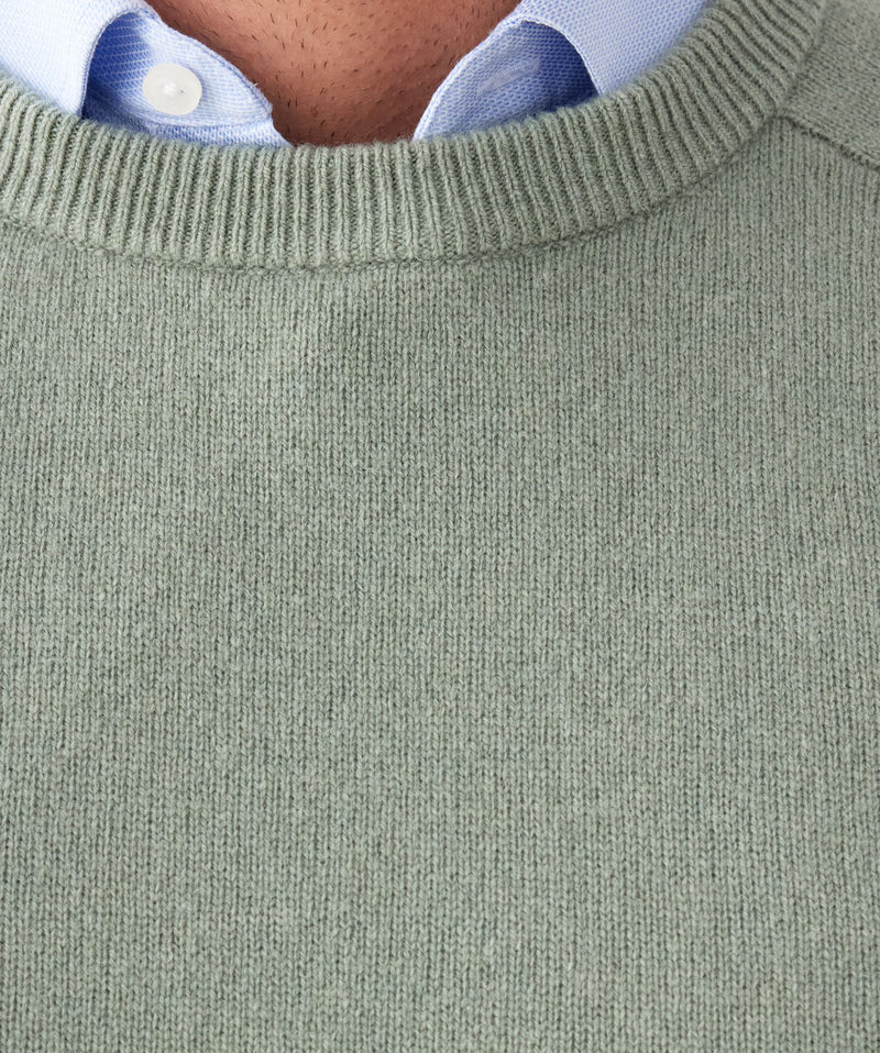 Lambswool Crew Neck Knit - Sage-GAZMAN