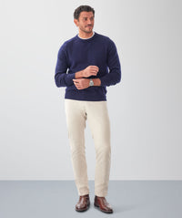 Lambswool Crew Neck Knit - Navy-GAZMAN