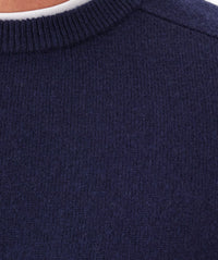 Lambswool Crew Neck Knit - Navy-GAZMAN