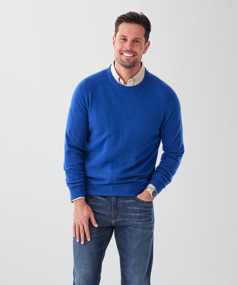 Lambswool Crew Neck Knit - Cobalt-GAZMAN