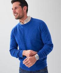 Lambswool Crew Neck Knit - Cobalt-GAZMAN