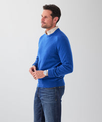 Lambswool Crew Neck Knit - Cobalt-GAZMAN