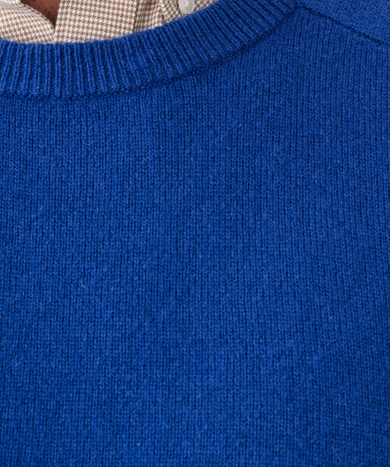 Lambswool Crew Neck Knit - Cobalt-GAZMAN