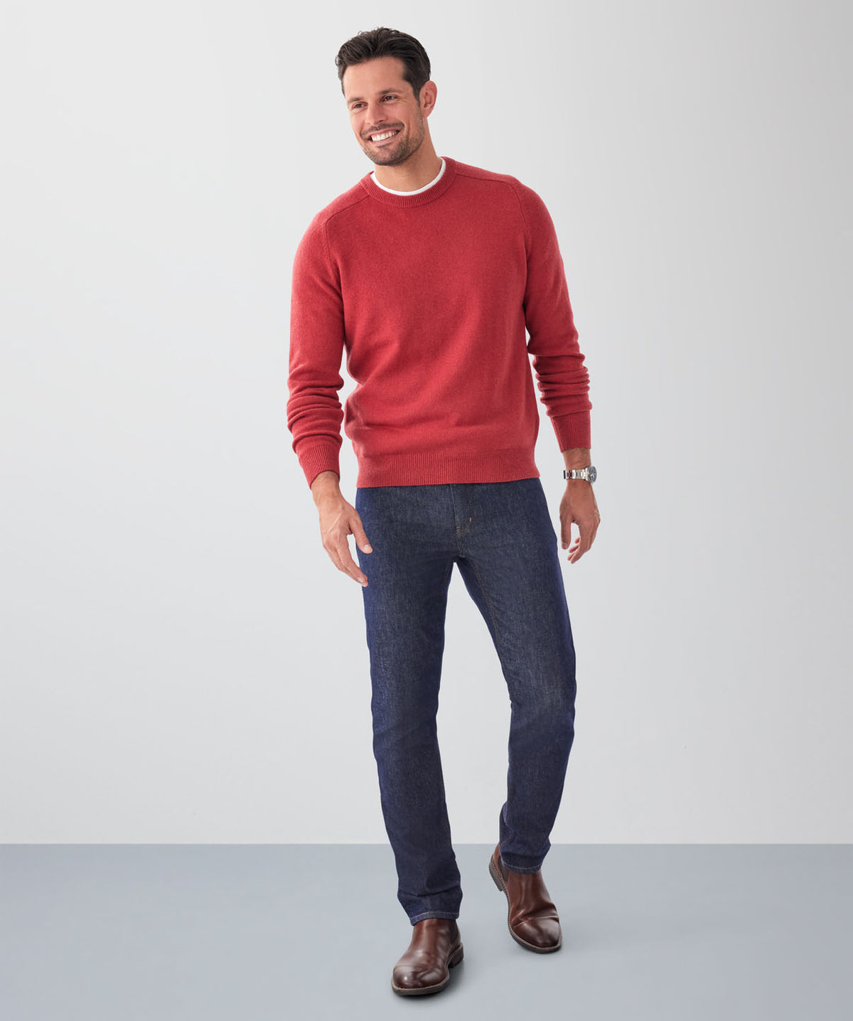 Lambswool Crew Neck Knit - Red-GAZMAN