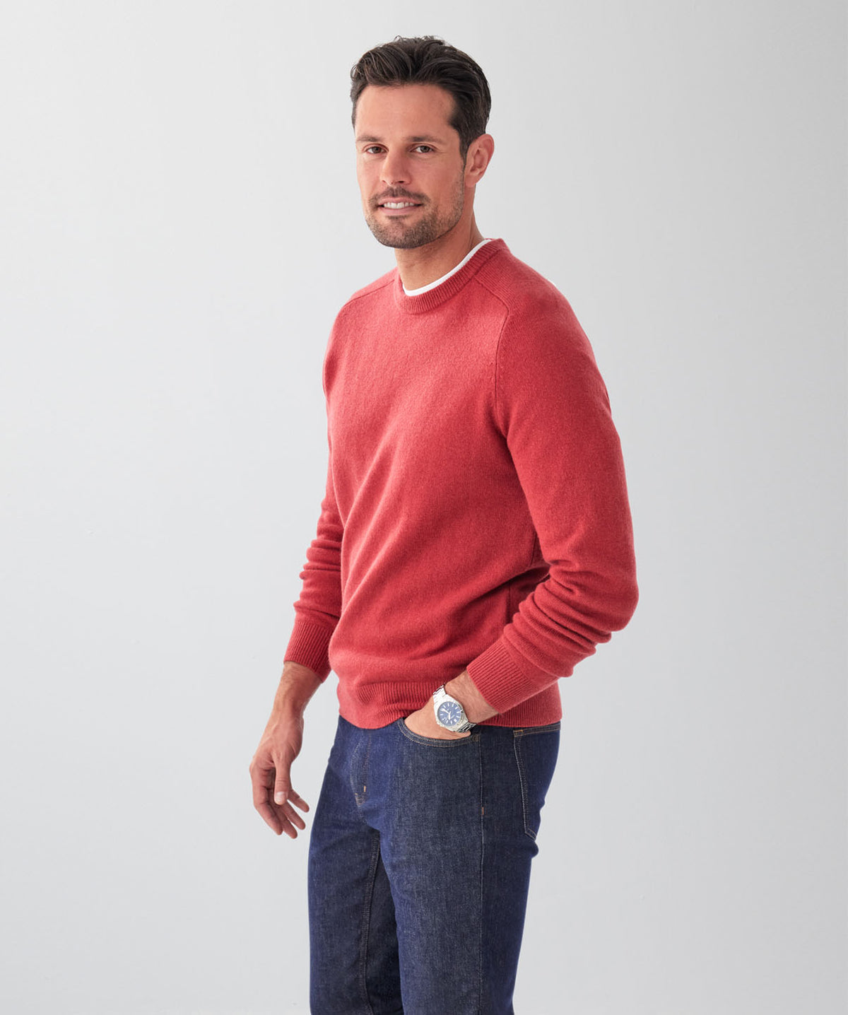 Lambswool Crew Neck Knit - Red-GAZMAN