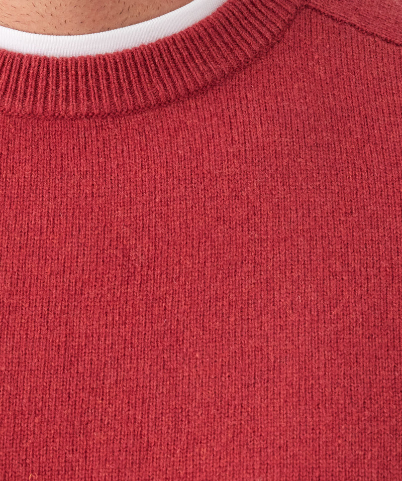 Lambswool Crew Neck Knit - Red-GAZMAN