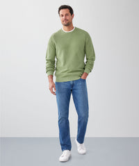 Cotton Textured Crew Knit - Light Green-GAZMAN