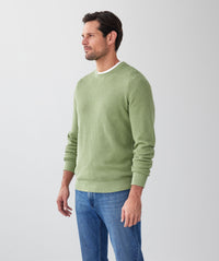 Cotton Textured Crew Knit - Light Green-GAZMAN