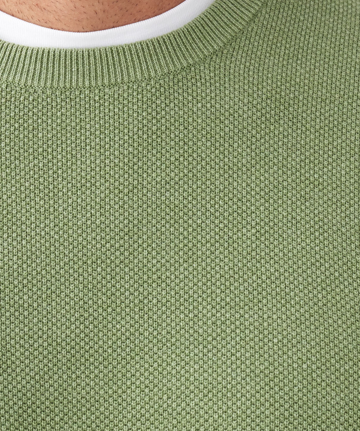 Cotton Textured Crew Knit - Light Green-GAZMAN