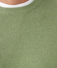 Cotton Textured Crew Knit - Light Green-GAZMAN