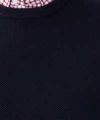 Cotton Textured Crew Knit - Navy-GAZMAN
