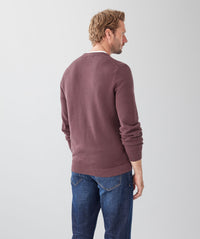 Cotton Textured Crew Knit - Plum-GAZMAN