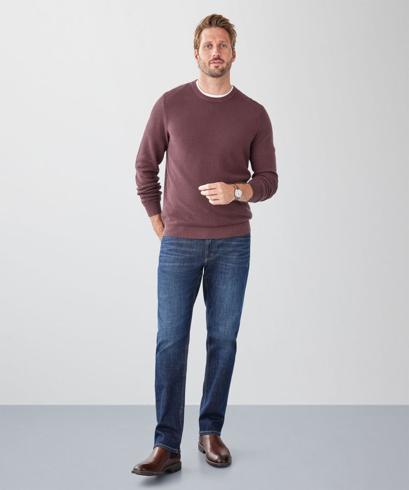 Cotton Textured Crew Knit - Plum-GAZMAN