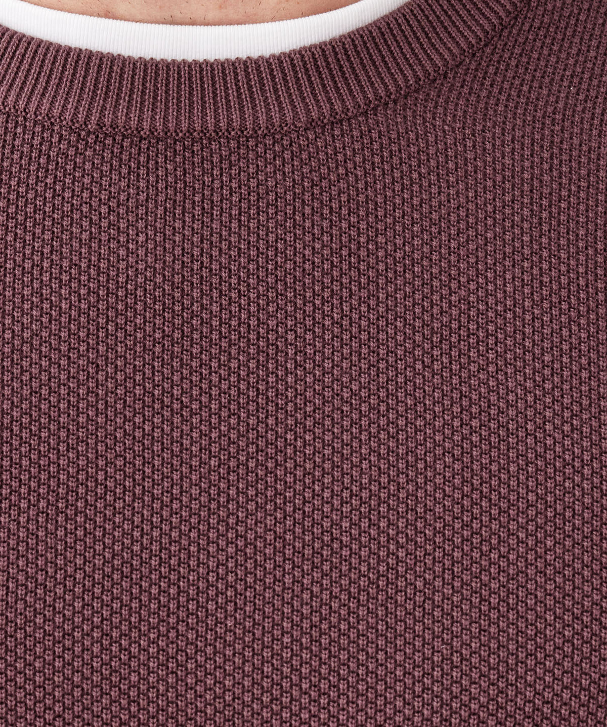 Cotton Textured Crew Knit - Plum-GAZMAN