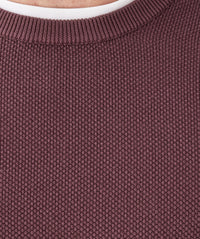 Cotton Textured Crew Knit - Plum-GAZMAN