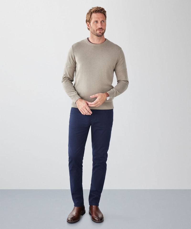 Merino Crew Neck Knit - Stone-GAZMAN