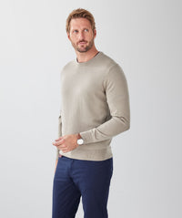 Merino Crew Neck Knit - Stone-GAZMAN