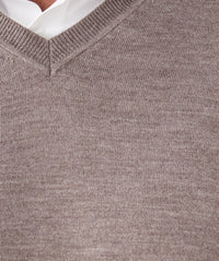 Merino V-Neck Knit - Tan-GAZMAN