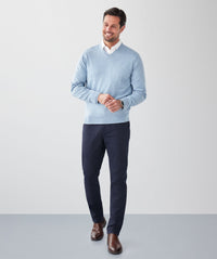Merino V-Neck Knit - Sky Blue-GAZMAN