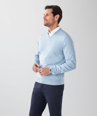 Merino V-Neck Knit - Sky Blue-GAZMAN