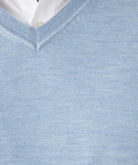Merino V-Neck Knit - Sky Blue-GAZMAN