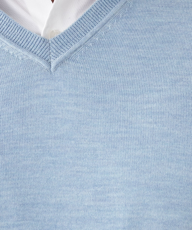 Merino V-Neck Knit - Sky Blue-GAZMAN
