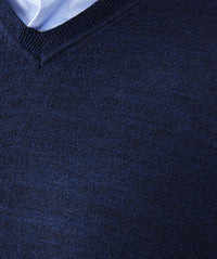 Merino V-Neck Knit - Navy-GAZMAN