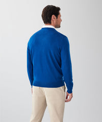 Merino V-Neck Knit - Cobalt-GAZMAN