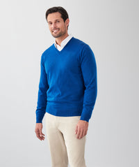 Merino V-Neck Knit - Cobalt-GAZMAN