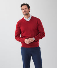 Merino V-Neck Knit - Red-GAZMAN