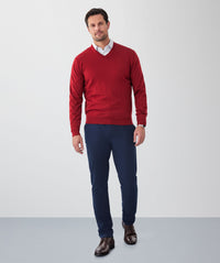 Merino V-Neck Knit - Red-GAZMAN