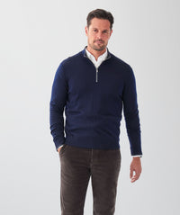 Merino Half Zip Knit - Navy-GAZMAN