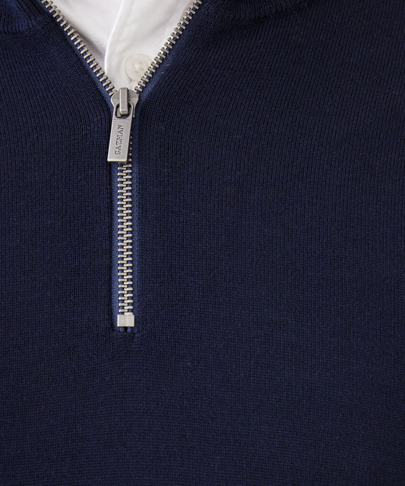 Merino Half Zip Knit - Navy-GAZMAN