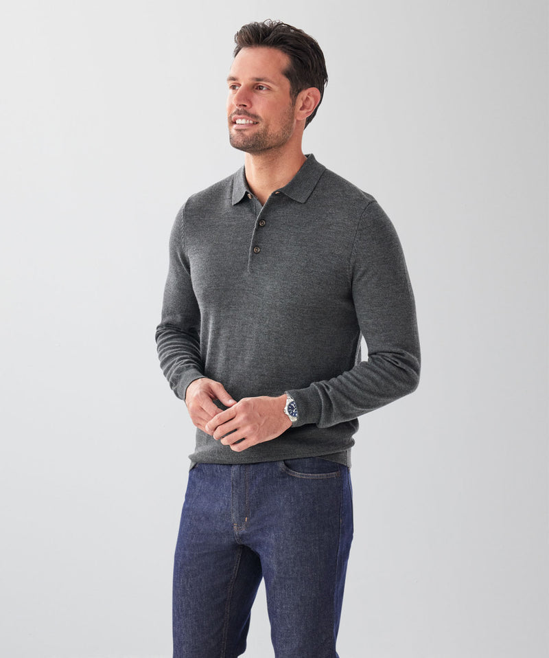 Merino Knit Polo - Dark Khaki-GAZMAN