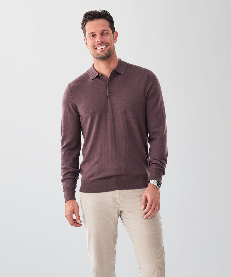 Merino Knit Polo - Wine-GAZMAN