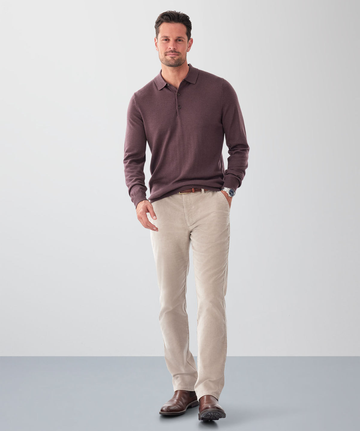 Merino Knit Polo - Wine-GAZMAN