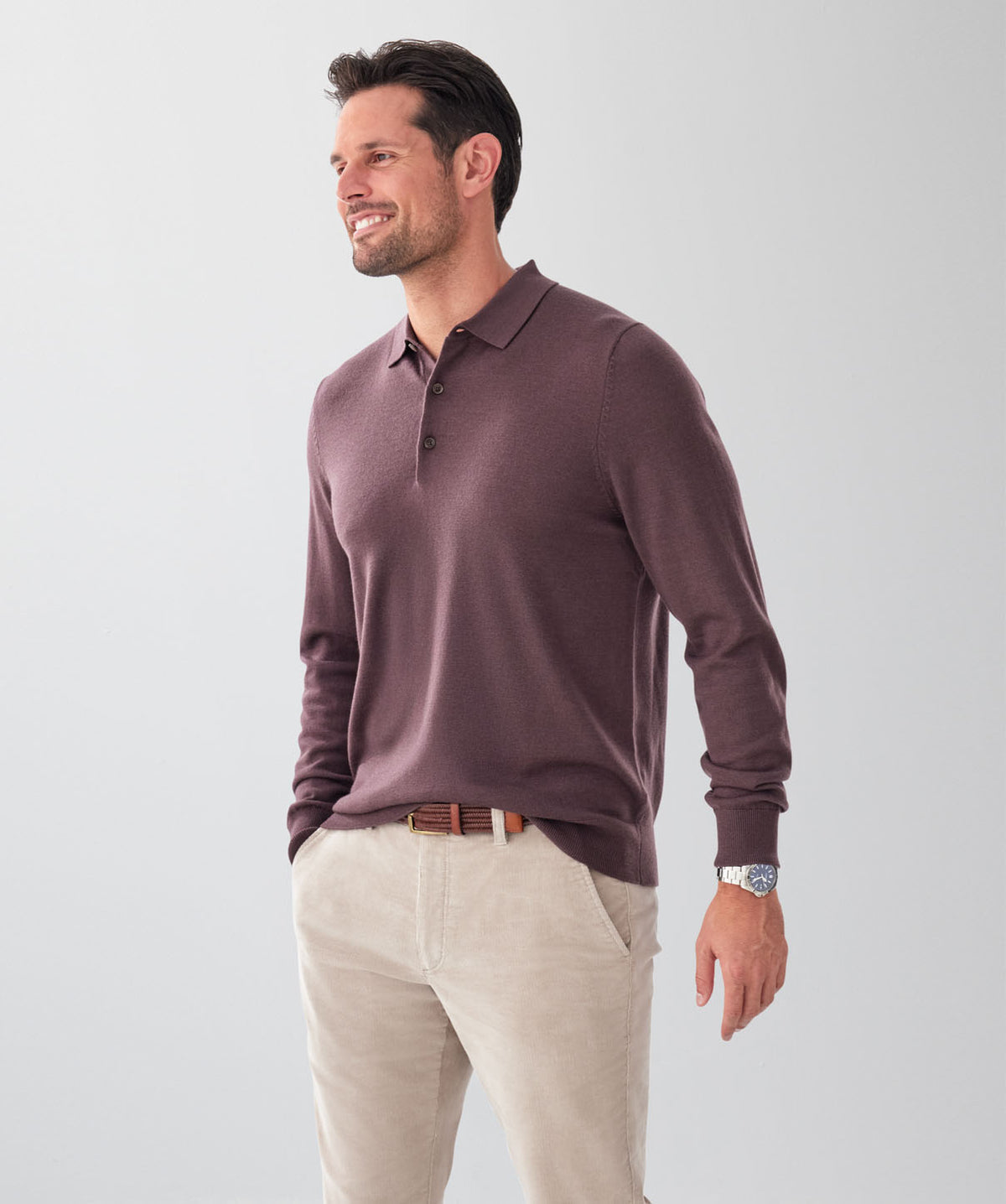 Merino Knit Polo - Wine-GAZMAN