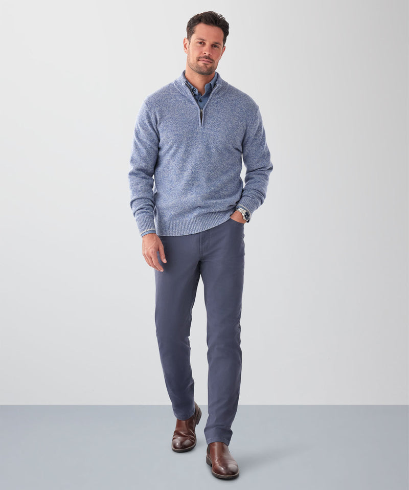 Wool Blend Raglan Half Zip - Denim Mix-GAZMAN