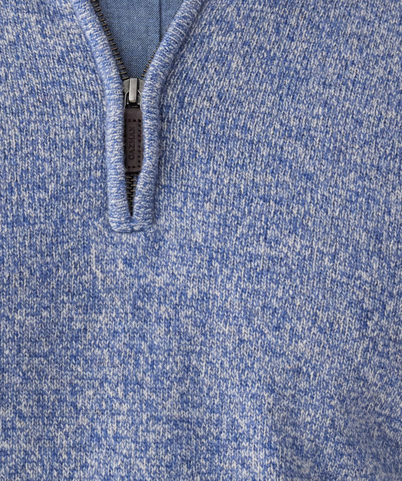 Wool Blend Raglan Half Zip - Denim Mix-GAZMAN