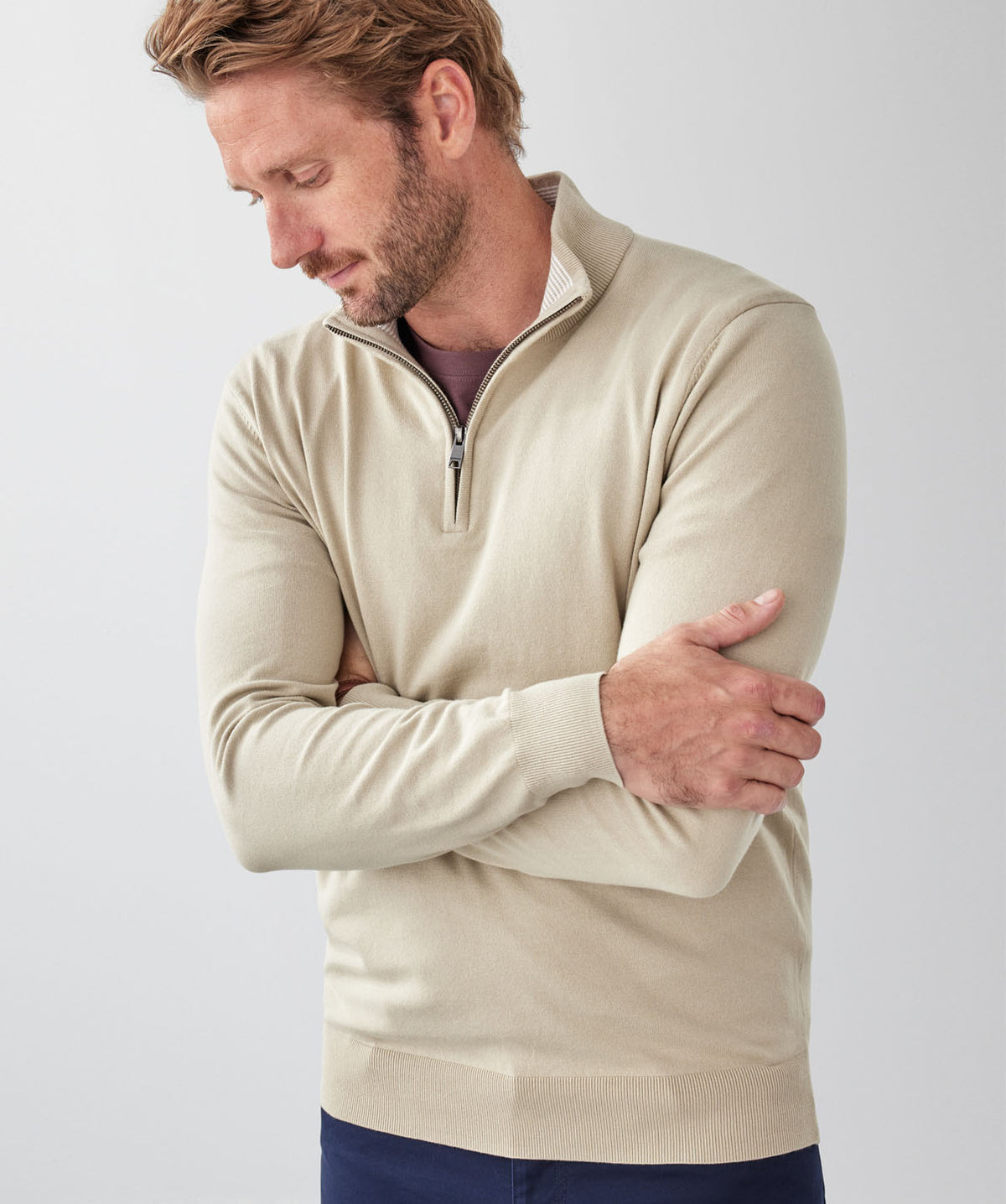 High Flex Half Zip Knit - Stone-GAZMAN