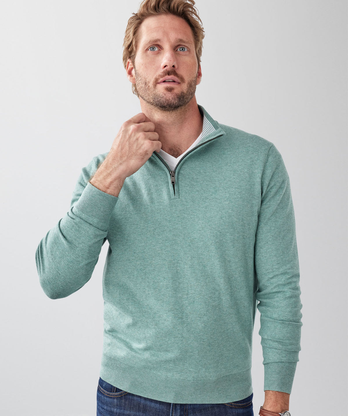 High Flex Half Zip Knit - Sage-GAZMAN