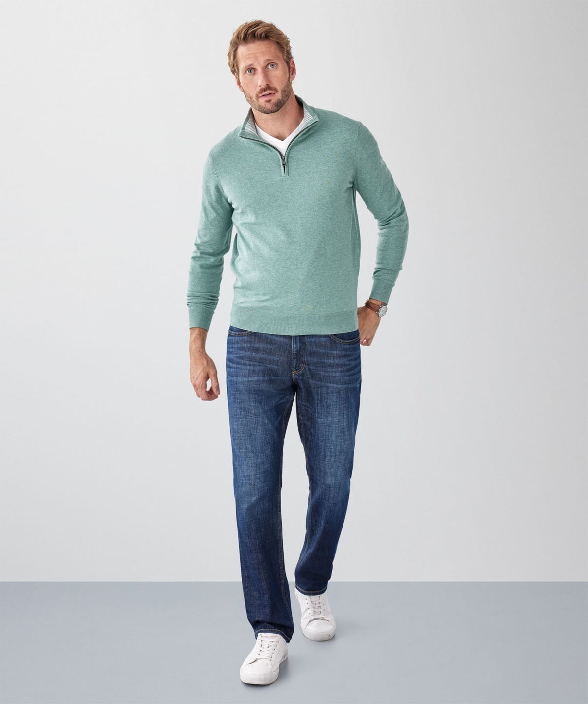 High Flex Half Zip Knit - Sage-GAZMAN