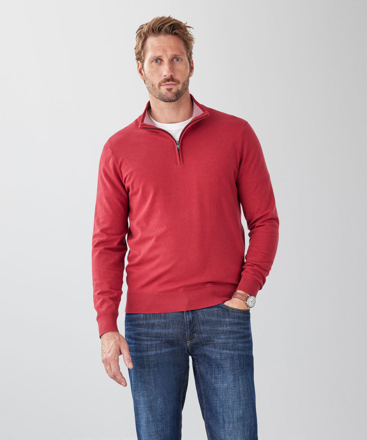 High Flex Half Zip Knit - Red-GAZMAN