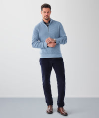 Cotton Waffle Half Zip Knit - Steel-GAZMAN